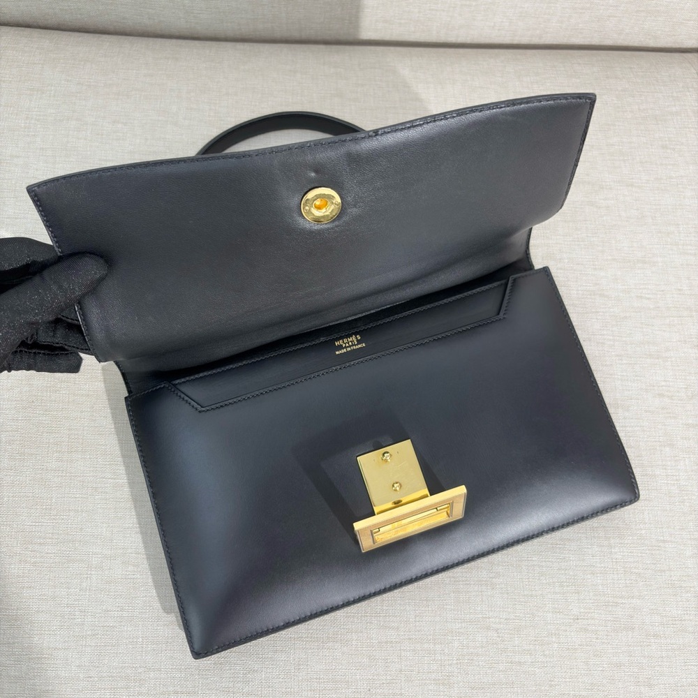 SOLD - HERMÈS Black Box Calf Leather Top Handle Bag GHW - Picture 14 of 17